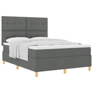 vidaXL Lit à ressorts avec matelas Gris foncé 140 x 190 cm tissu