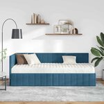 vidaXL Cadre de lit d'angle avec matelas 2 Pièces Bleu Velours