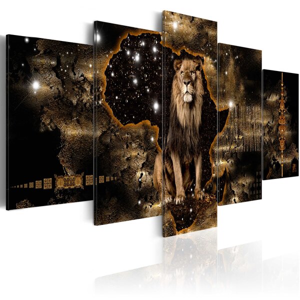 Tableau - golden lion (5 parts) wide l x h en cm 100x50