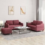 vidaXL Ensemble de canapés 3 Pièces avec coussins Rouge bordeaux Tissu