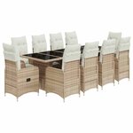 vidaXL Ensemble de bistro de jardin 11 Pièces coussins beige poly rotin