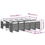 vidaXL Ensemble à manger de jardin 11 Pièces coussins gris résine tressée