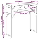 vidaXL TableConsole Chêne noir 75x30x75cm Bois d'ingénierie