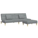 vidaXL Canapé-lit à 2 places avec repose-pied gris clair tissu