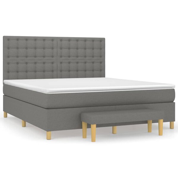 vidaXL Sommier à lattes de lit avec matelas Gris foncé 180x200cm Tissu