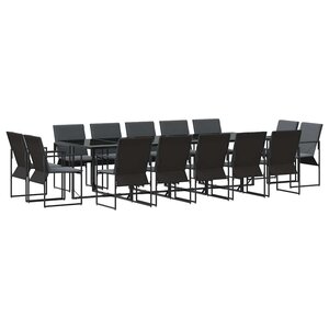 vidaXL Ensemble de salle à manger pour jardin 15 Pièces Noir Acier