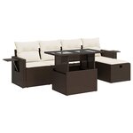 vidaXL Salon de jardin avec coussins 6 Pièces marron résine tressée