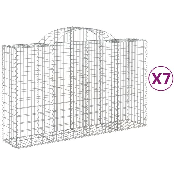 vidaXL Paniers à gabions arqués 7 Pièces 200x50x120/140 cm Fer galvanisé