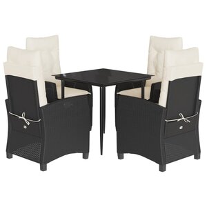 vidaXL Ensemble à manger de jardin coussins 5Pièces Noir Résine tressée