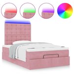 vidaXL Cadre de lit ottoman avec matelas rose 120x190 cm velours