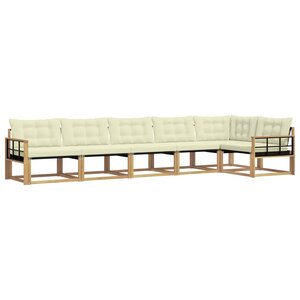 vidaXL Ensemble de canapés d'extérieur 6 pc Blanc et crème