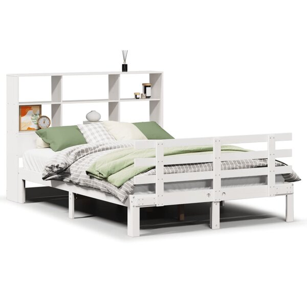 vidaXL Lit bibliothèque sans matelas blanc 120x200 cm bois pin massif