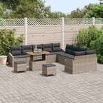 vidaXL Ensemble de canapé de jardin 13 Pièces Gris Poly rotin