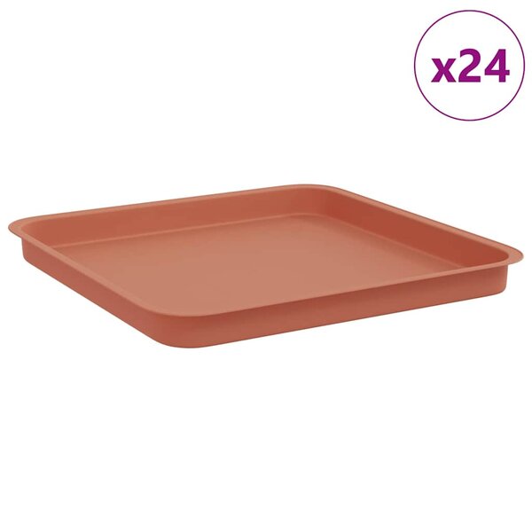 vidaXL Plateau carré à fleurs 24 Pièces Rouge brique 36 x 36 x 2.5 cm