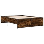 vidaXL Cadre de lit chêne fumé 120x200 cm bois d'ingénierie et métal