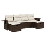 vidaXL Salon de jardin avec coussins 6 Pièces marron résine tressée