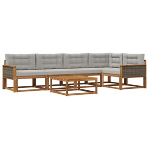 vidaXL Ensemble de canapés d'extérieur 6 Pièces Naturel et Gris clair