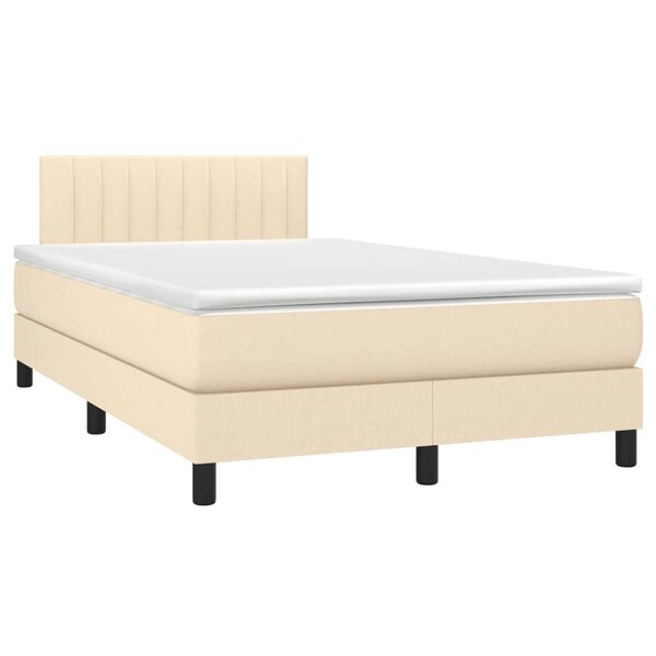vidaXL Sommier à lattes de lit avec matelas crème 120x190 cm tissu