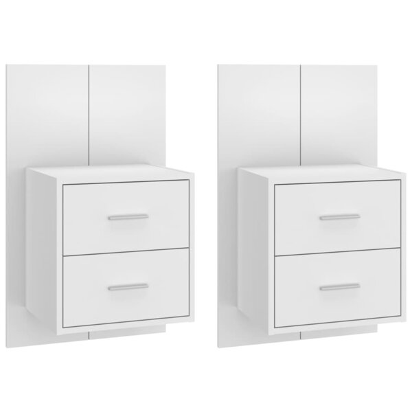 vidaXL Tables de chevet murales 2 Pièces Blanc
