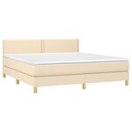 vidaXL Sommier à lattes de lit avec matelas LED Crème 180x200 cm Tissu