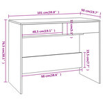 vidaXL Bureau gris béton 101x50x76 5 cm bois d'ingénierie