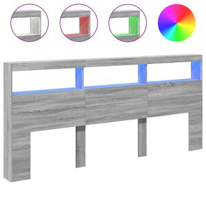 vidaXL Armoire tête de lit avec LED sonoma gris 220x17x102 cm