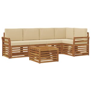 vidaXL Ensemble de canapés d'extérieur 6 pc Naturel et Beige Polyester