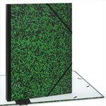 ACROPAQ Carton à dessin A3- 34x45x3cm- Fermeture élastique- Dos extensible- Certifié FSC- Vert-Noir