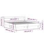vidaXL Cadre de lit avec tête de lit et LED chêne fumé 160x200 cm