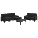 vidaXL Ensemble de canapés 3 Pièces avec coussins Noir Velours