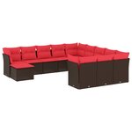 vidaXL Salon de jardin avec coussins 12 Pièces marron résine tressée