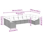 vidaXL Ensemble de canapé de jardin 10 pièces avec coussins Gris Rattan poly