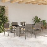 vidaXL Ensemble de salle à manger pour jardin 7 Pièces Gris