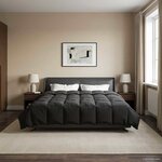 vidaXL Duvet d'hiver Matelassé Noir 220 x 260 cm Microfibre