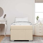 vidaXL Cadre de lit avec matelas Crème 100 x 200 cm tissu