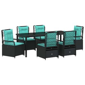 vidaXL Ensemble de salle à manger pour jardin 7 Pièces Noir polyrotin