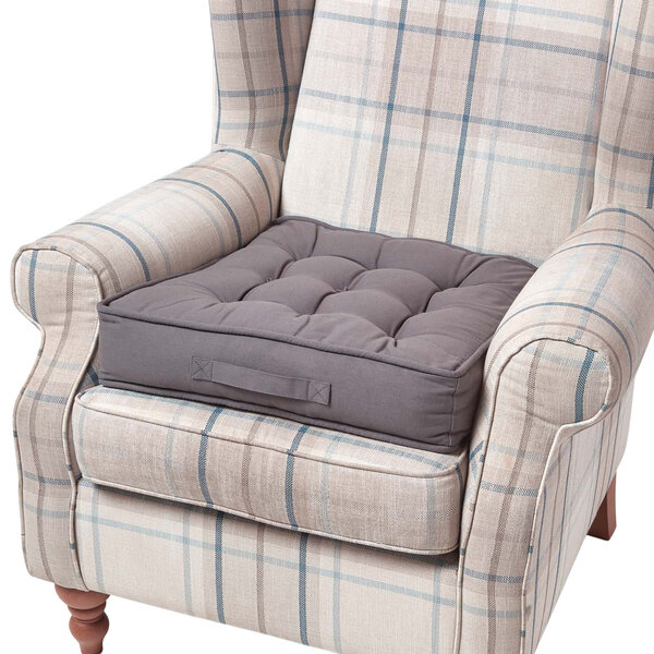 Coussin d'assise rehausseur en coton Gris ardoise  50 x 50 x 10 cm - HOMESCAPES