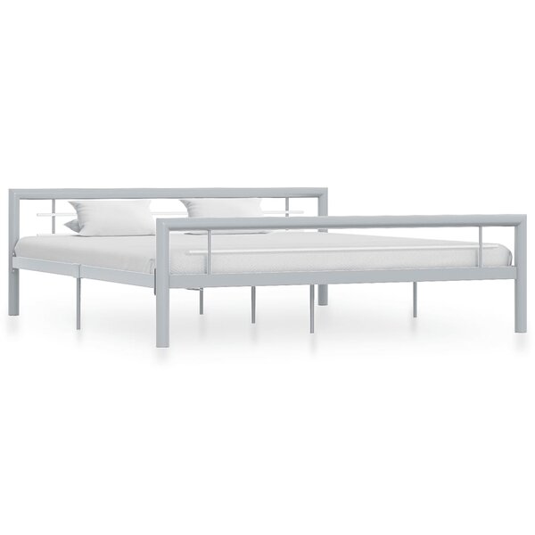 vidaXL Cadre de lit sans matelas gris et blanc métal 180x200 cm