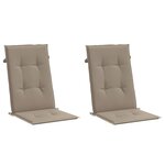 vidaXL Coussins de chaise de jardin dossier haut lot de 2 taupe tissu
