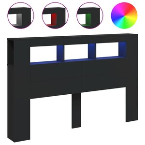 vidaXL Tête de lit à LED noir 160x18 5x103 5 cm bois d'ingénierie