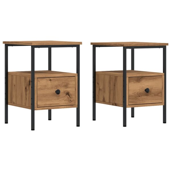 vidaXL Tables de chevet 2 Pièces chêne artisanal bois d'ingénierie