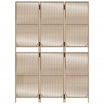 vidaXL Cloison de séparation 3 panneaux beige résine tressée
