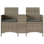 vidaXL Canapé de jardin 2 places avec table et coussins résine tressée