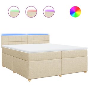 vidaXL Sommier à lattes de lit avec matelas Crème 200x200 cm Tissu
