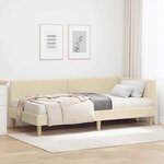 vidaXL Cadre de lit d'angle avec matelas Autre 2 Pièces Crème tissu