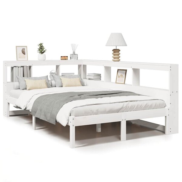 vidaXL Lit bibliothèque sans matelas blanc 120x190 cm bois pin massif