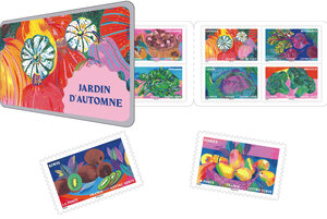 Carnet de 12 timbres - Jardin d'automne - Lettre verte