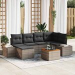 vidaXL Ensemble de canapé de jardin avec coussin 7 Pièces Gris Poly rotin