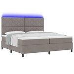 vidaXL Lit à ressorts avec matelas avec LED Taupe 200 x 200 cm tissu