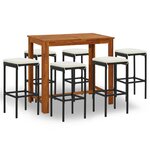 vidaXL Ensemble de bar de jardin avec coussins 7 Pièces Noir
